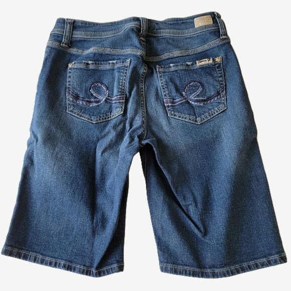 Seven7 Bermuda Shorts Stretch Denim Zip Button Closure Medium Wash Blue Size 6 - Picture 3 of 15